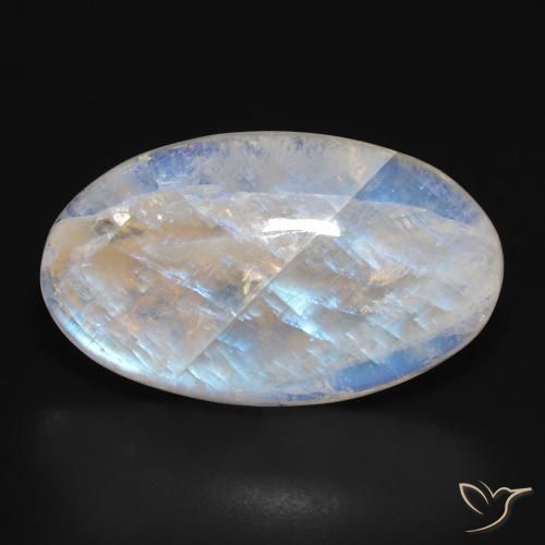 24.46ct Natürlicher Bläulich-weiß Regenbogenmondstein, Oval, Lichtdurchlässig