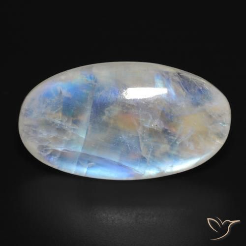 26.45ct Natürlicher Bläulich-weiß Regenbogenmondstein, Oval, Lichtdurchlässig