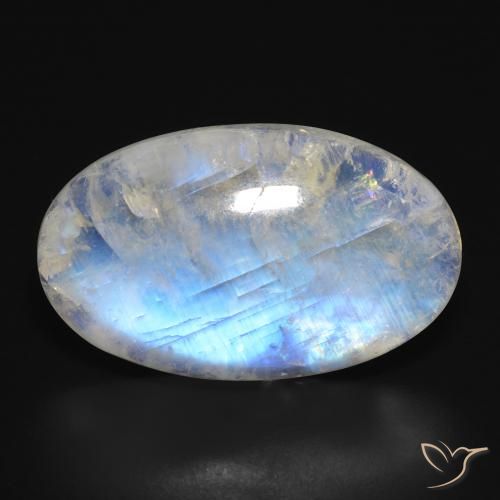 23.70ct Natürlicher Bläulich-weiß Regenbogenmondstein, Oval, Lichtdurchlässig