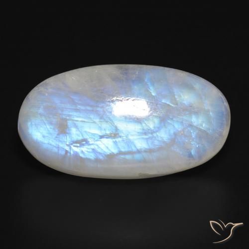 28.13ct Natürlicher Bläulich-weiß Regenbogenmondstein, Oval, Lichtdurchlässig