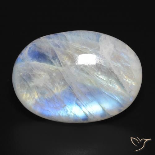 29.81ct Natürlicher Bläulich-weiß Regenbogenmondstein, Oval, Lichtdurchlässig