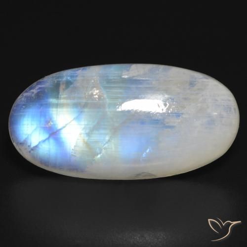 17.17ct Natürlicher Bläulich-weiß Regenbogenmondstein, Oval, Lichtdurchlässig
