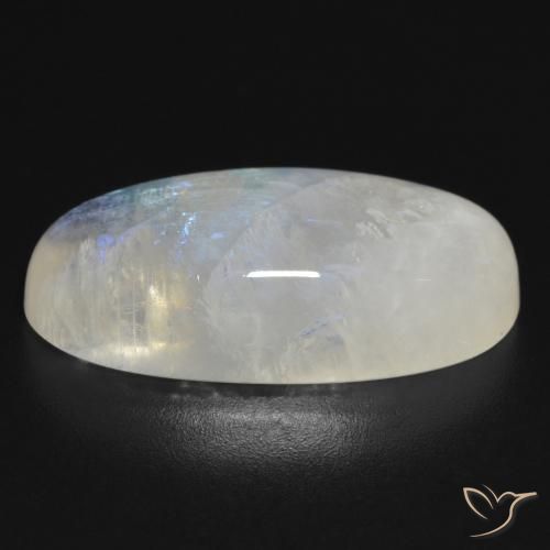 9,17 ctw natürlicher Bläulich-weiß Regenbogenmondstein, Oval, Lichtdurchlässig