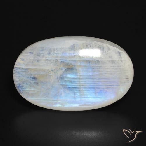 27.82ct Natürlicher Bläulich-weiß Regenbogenmondstein, Oval, Lichtdurchlässig