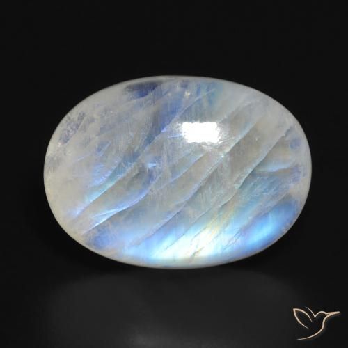 14.84ct Natürlicher Bläulich-weiß Regenbogenmondstein, Oval, Lichtdurchlässig
