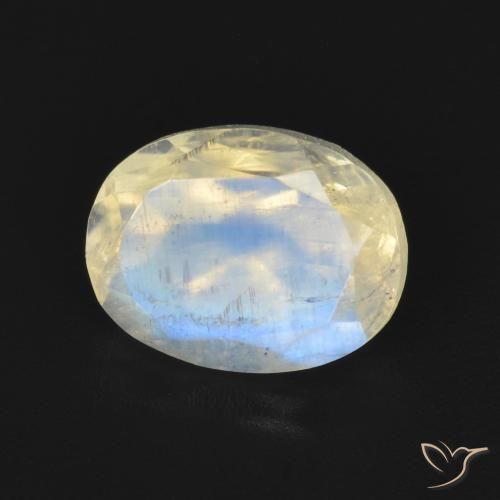 1.92ct Natürlicher Bläulich-weiß Regenbogenmondstein, Oval, Transparent