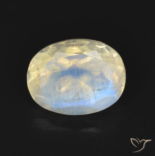 9,17 ctw natürlicher Bläulich-weiß Regenbogenmondstein, Oval, Transparent