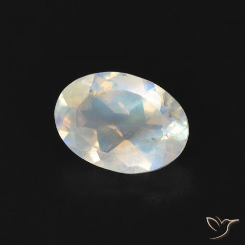 9,17 ctw natürlicher Bläulich-weiß Regenbogenmondstein, Oval, Transparent