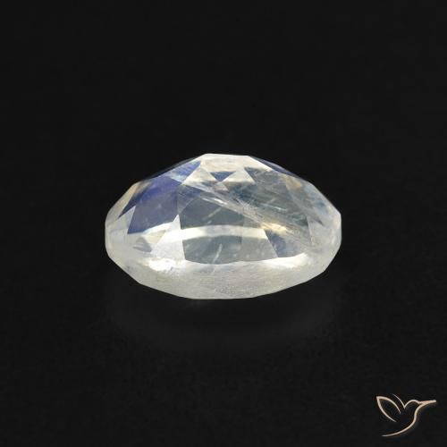 0,54 ctw natürlicher weißer Regenbogen-Mondstein, Oval Schliff, Transparent