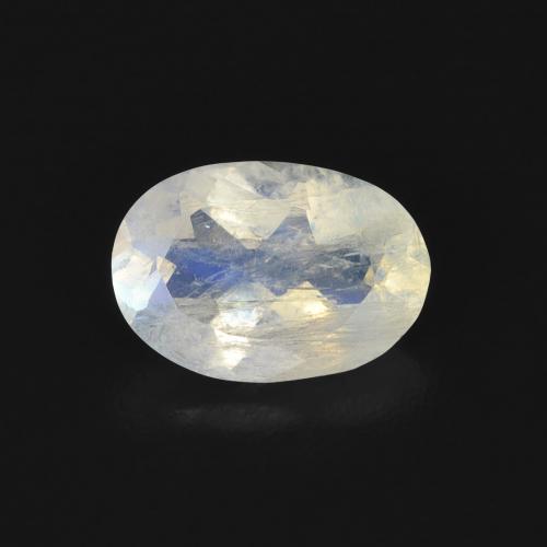 0.68ct Natürlicher Bläulich-weiß Regenbogenmondstein, Oval, Transparent