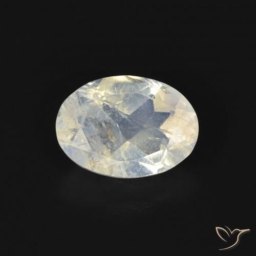 0.74ct Natürlicher Bläulich-weiß Regenbogenmondstein, Oval, Transparent