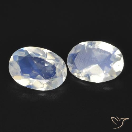 1.23 ct natürliche Bläulich-weiß Regenbogenmondstein-Edelsteine, Oval, Transparent