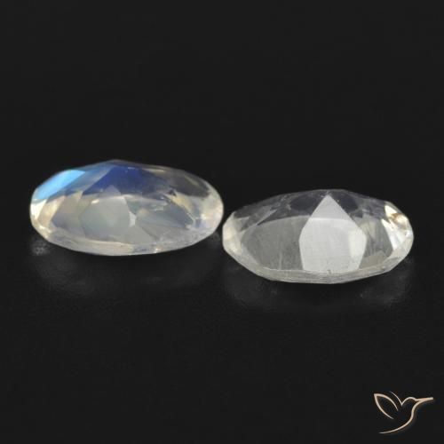 1.23 ct natürliche Bläulich-weiß Regenbogenmondstein-Edelsteine, Oval, Transparent