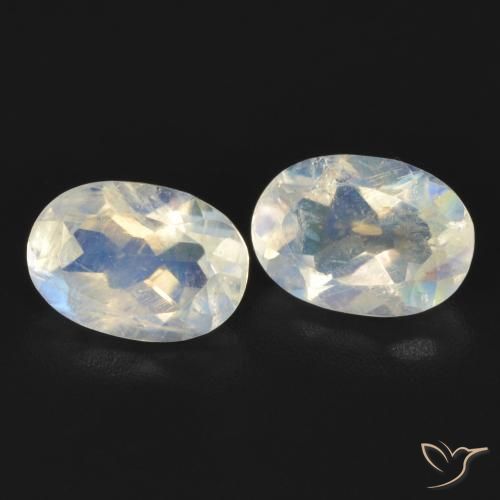 1.56 ct natürliche Bläulich-weiß Regenbogenmondstein-Edelsteine, Oval, Transparent