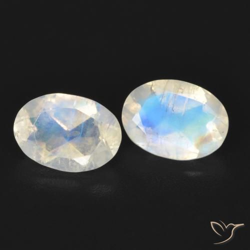 1.48 ct natürliche Bläulich-weiß Regenbogenmondstein-Edelsteine, Oval, Transparent