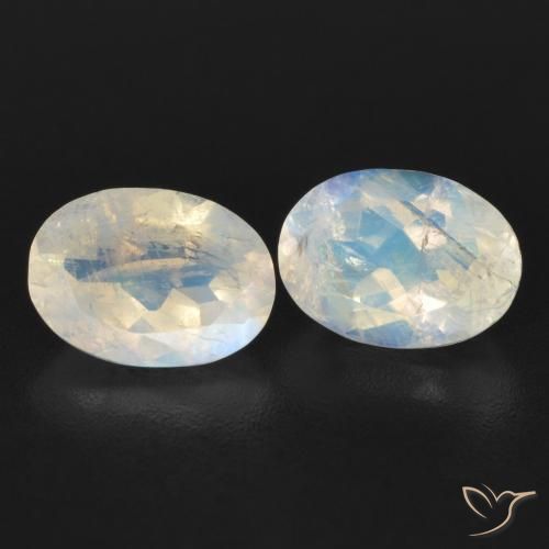 1.71 ct natürliche Bläulich-weiß Regenbogenmondstein-Edelsteine, Oval, Transparent