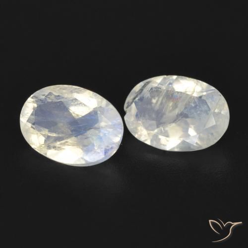1.39 ct natürliche Bläulich-weiß Regenbogenmondstein-Edelsteine, Oval, Transparent