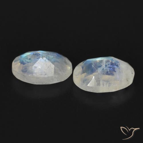 1.51 ct natürliche Bläulich-weiß Regenbogenmondstein-Edelsteine, Oval, Transparent