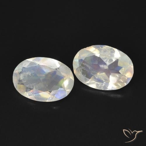 1.13 ct natürliche Bläulich-weiß Regenbogenmondstein-Edelsteine, Oval, Transparent