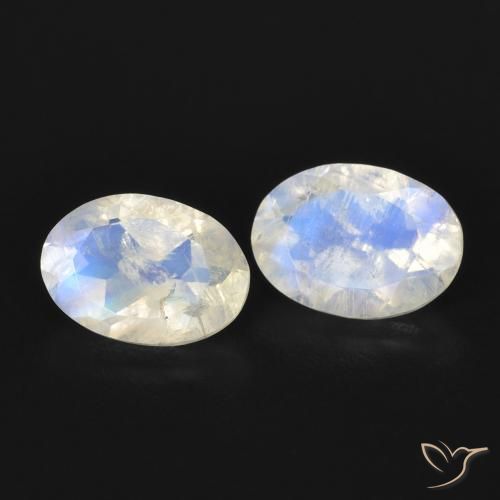 1.48 ct natürliche Bläulich-weiß Regenbogenmondstein-Edelsteine, Oval, Transparent