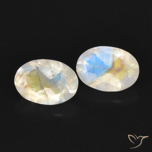 1.49 ct natürliche Bläulich-weiß Regenbogenmondstein-Edelsteine, Oval, Transparent