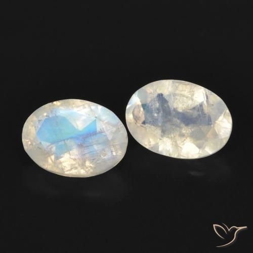 1.53 ct natürliche Bläulich-weiß Regenbogenmondstein-Edelsteine, Oval, Transparent