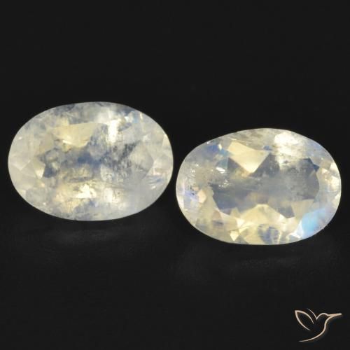 1.47 ct natürliche Bläulich-weiß Regenbogenmondstein-Edelsteine, Oval, Transparent