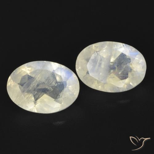 1.48 ct natürliche Bläulich-weiß Regenbogenmondstein-Edelsteine, Oval, Transparent