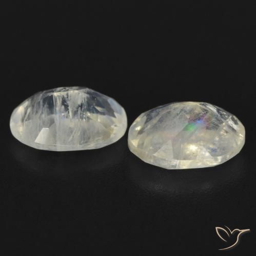 1.52 ct natürliche Bläulich-weiß Regenbogenmondstein-Edelsteine, Oval, Transparent