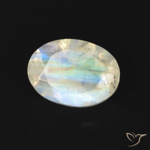 9,17 ctw natürlicher Bläulich-weiß Regenbogenmondstein, Oval, Transparent