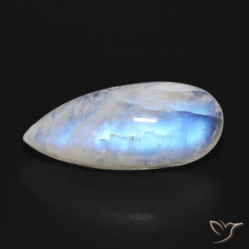 15.24ct Natürlicher Bläulich-weiß Regenbogenmondstein, Birnenform, Lichtdurchlässig