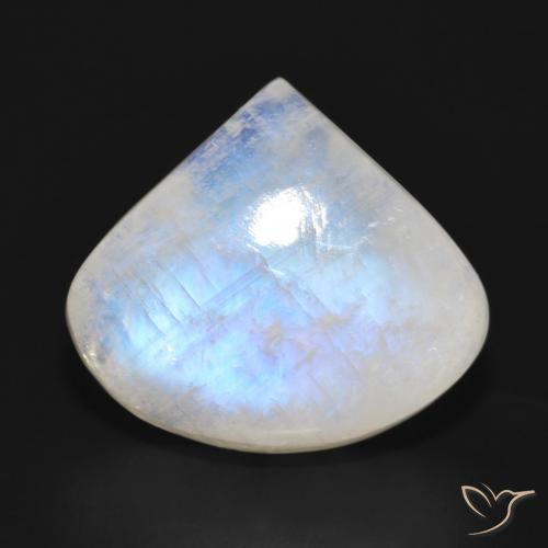 16.52ct Natürlicher Bläulich-weiß Regenbogenmondstein, Birnenform, Lichtdurchlässig
