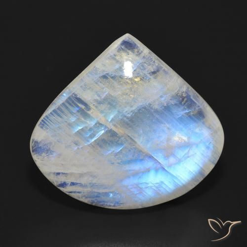 16.70ct Natürlicher Bläulich-weiß Regenbogenmondstein, Birnenform, Lichtdurchlässig