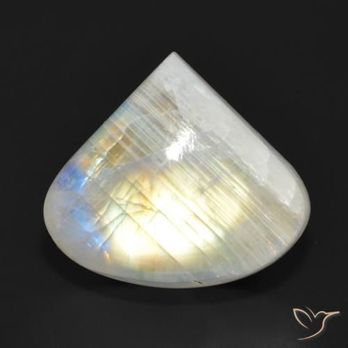 13.90ct Natürlicher Bläulich-weiß Regenbogenmondstein, Birnenform, Lichtdurchlässig