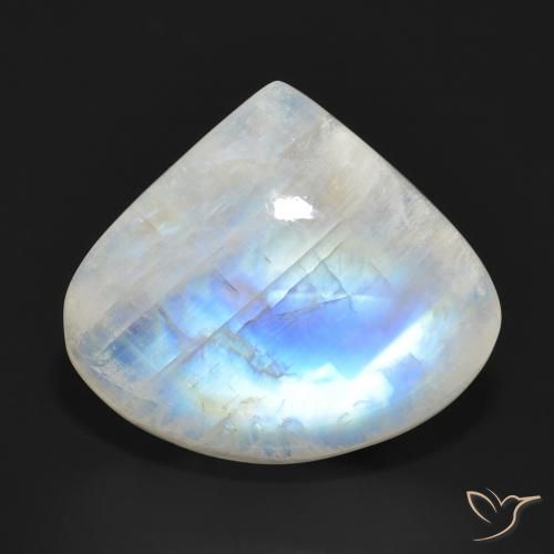 15.97ct Natürlicher Bläulich-weiß Regenbogenmondstein, Birnenform, Lichtdurchlässig