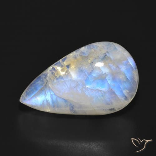 17.93ct Natürlicher Bläulich-weiß Regenbogenmondstein, Birnenform, Lichtdurchlässig