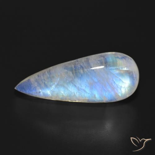 18.31ct Natürlicher Bläulich-weiß Regenbogenmondstein, Birnenform, Lichtdurchlässig