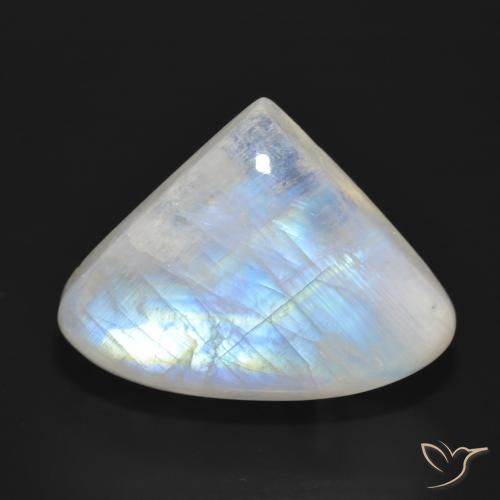 30.77ct Natürlicher Bläulich-weiß Regenbogenmondstein, Birnenform, Lichtdurchlässig