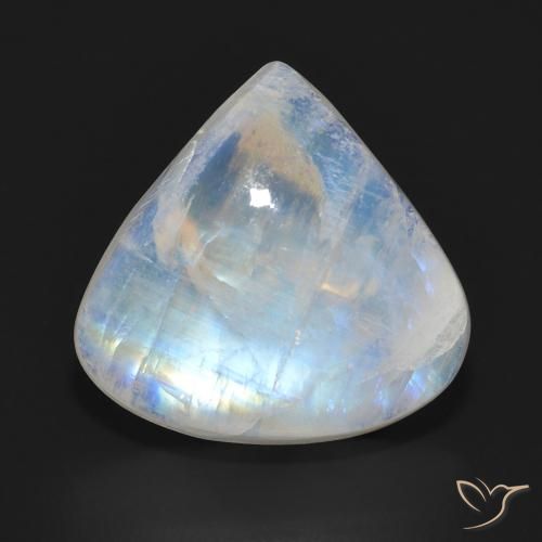 11.23ct Natürlicher Bläulich-weiß Regenbogenmondstein, Birnenform, Lichtdurchlässig