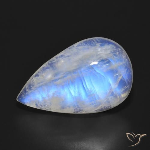20.73ct Natürlicher Bläulich-weiß Regenbogenmondstein, Birnenform, Lichtdurchlässig