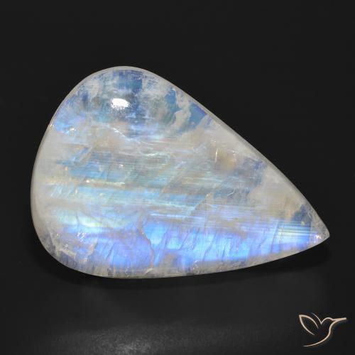25.41ct Natürlicher Bläulich-weiß Regenbogenmondstein, Birnenform, Lichtdurchlässig