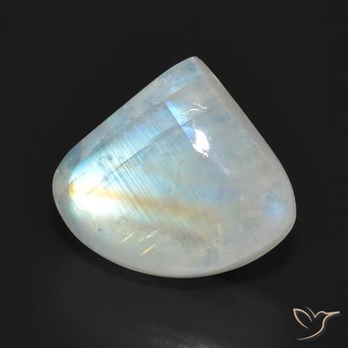 10.90ct Natürlicher Bläulich-weiß Regenbogenmondstein, Birnenform, Lichtdurchlässig