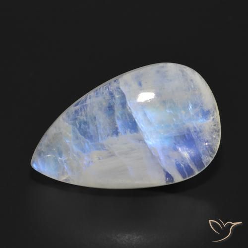 17.97ct Natürlicher Bläulich-weiß Regenbogenmondstein, Birnenform, Lichtdurchlässig