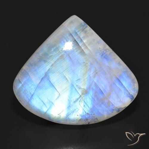 33.55ct Natürlicher Bläulich-weiß Regenbogenmondstein, Birnenform, Lichtdurchlässig