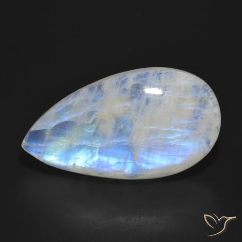23.96ct Natürlicher Bläulich-weiß Regenbogenmondstein, Birnenform, Lichtdurchlässig