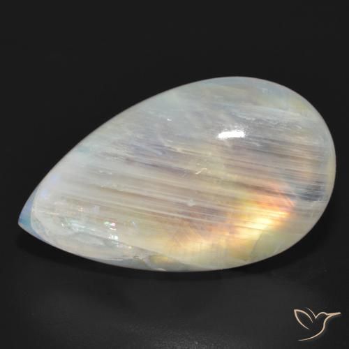 23.63ct Natürlicher Bläulich-weiß Regenbogenmondstein, Birnenform, Lichtdurchlässig