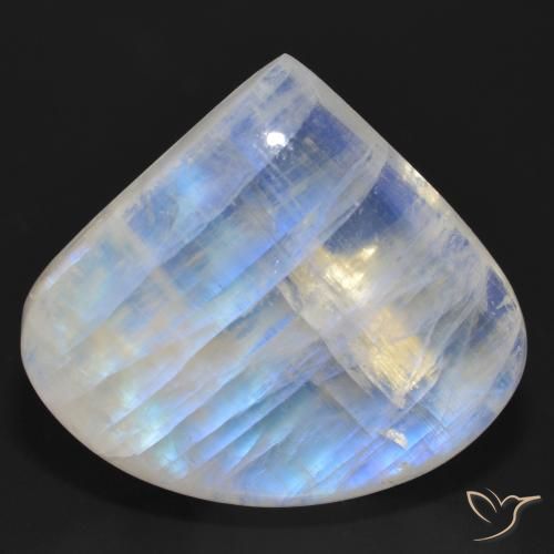 36.83ct Natürlicher Bläulich-weiß Regenbogenmondstein, Birnenform, Lichtdurchlässig