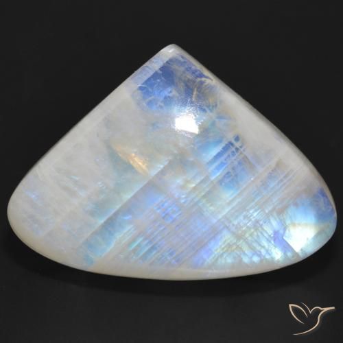 36.47ct Natürlicher Bläulich-weiß Regenbogenmondstein, Birnenform, Lichtdurchlässig
