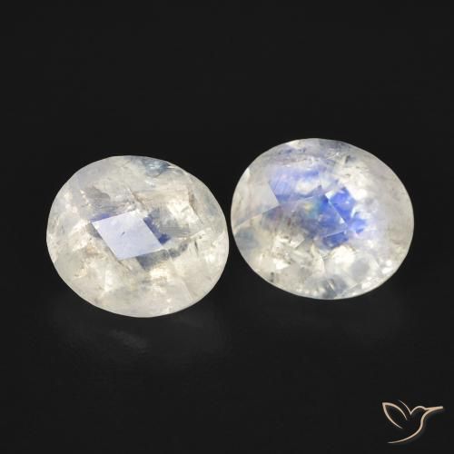 2.16 ct natürliche Bläulich-weiß Regenbogenmondstein-Edelsteine, Oval, Transparent
