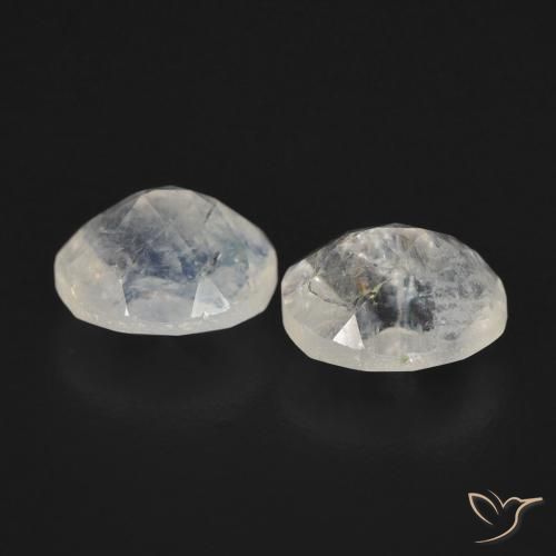 2.16 ct natürliche Bläulich-weiß Regenbogenmondstein-Edelsteine, Oval, Transparent